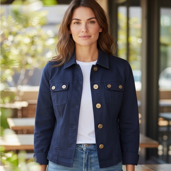 Jones New York Jackets & Blazers - Jones New York Sport Stretch Navy Blue Button Front Jacket Women’s M